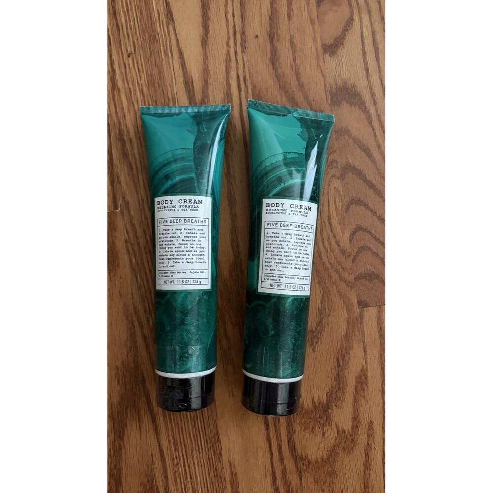 Lot of 2 New Sealed Five Deep Breaths Body Cream Eucalyptus/Tea Tree 11.5 oz